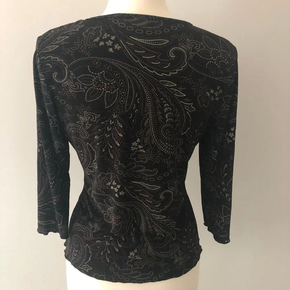 Black Patterned Blouse - Picture 5 of 7